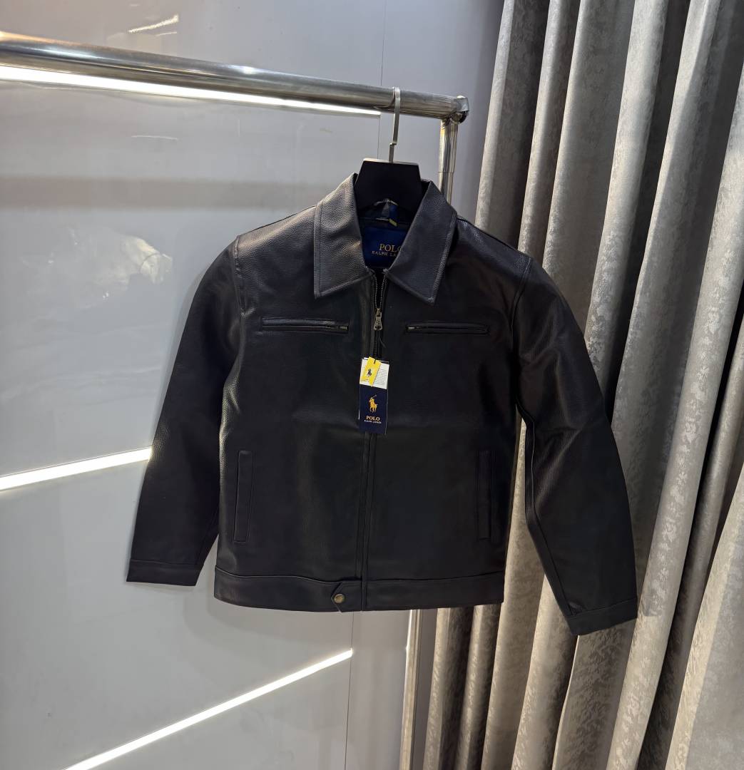 Ralp h Laure n Black Premium Imported leather Jacket