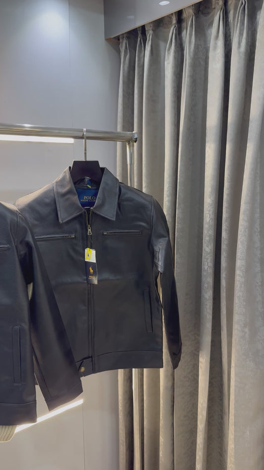 Ralp h Laure n Black Premium Imported leather Jacket